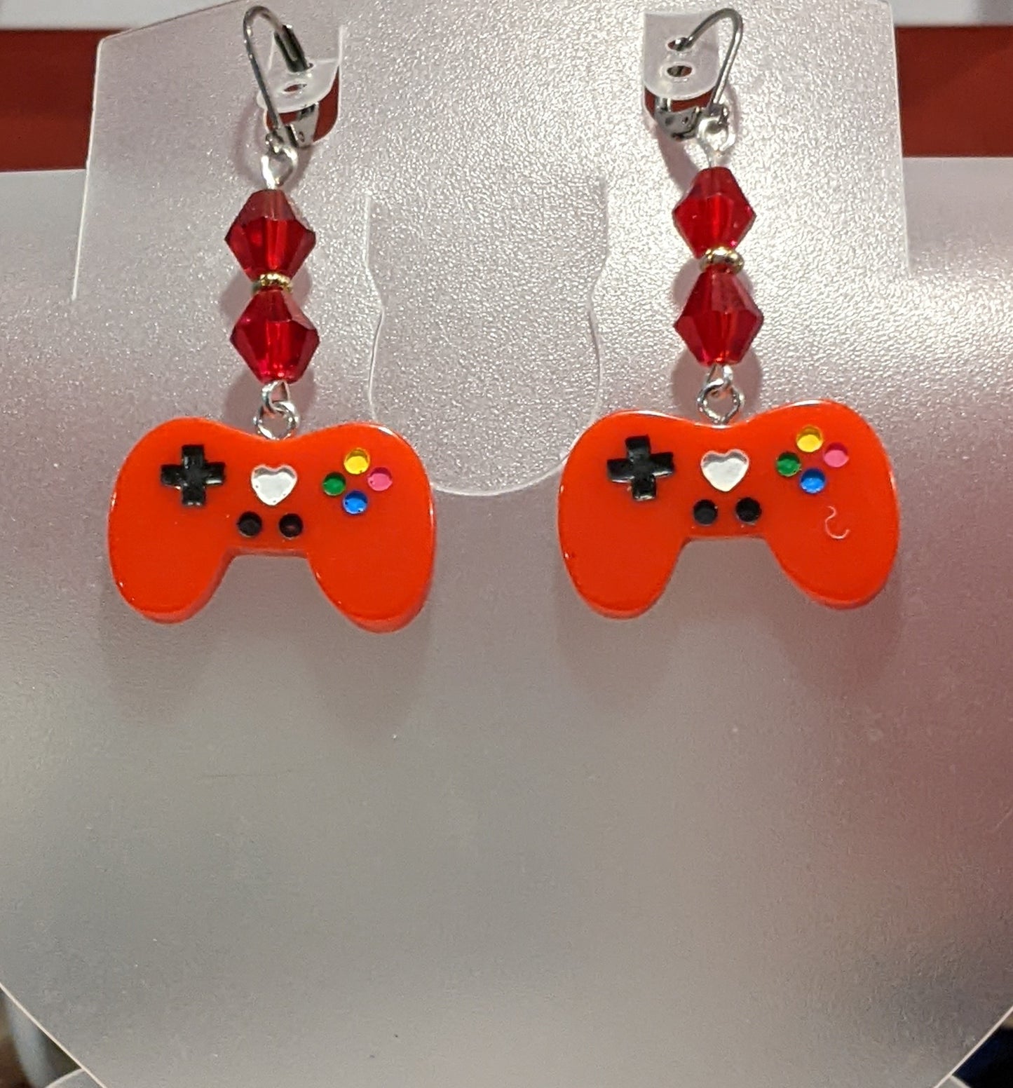Adorable Gamer Earrings Beaded Earrings Dragon & Wolf Designs Red  