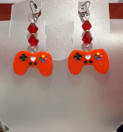 Adorable Gamer Earrings Beaded Earrings Dragon & Wolf Designs Red  