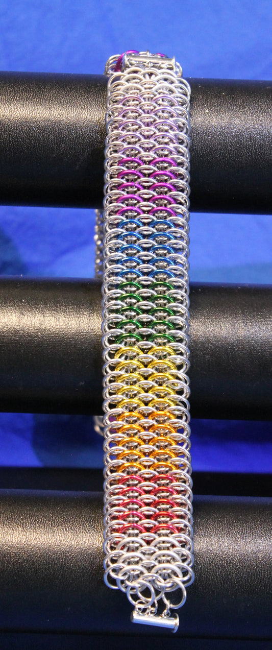 Rainbow Dragon scale weave chainmail bracelet Chainmail Bracelets Dragon & Wolf Designs   