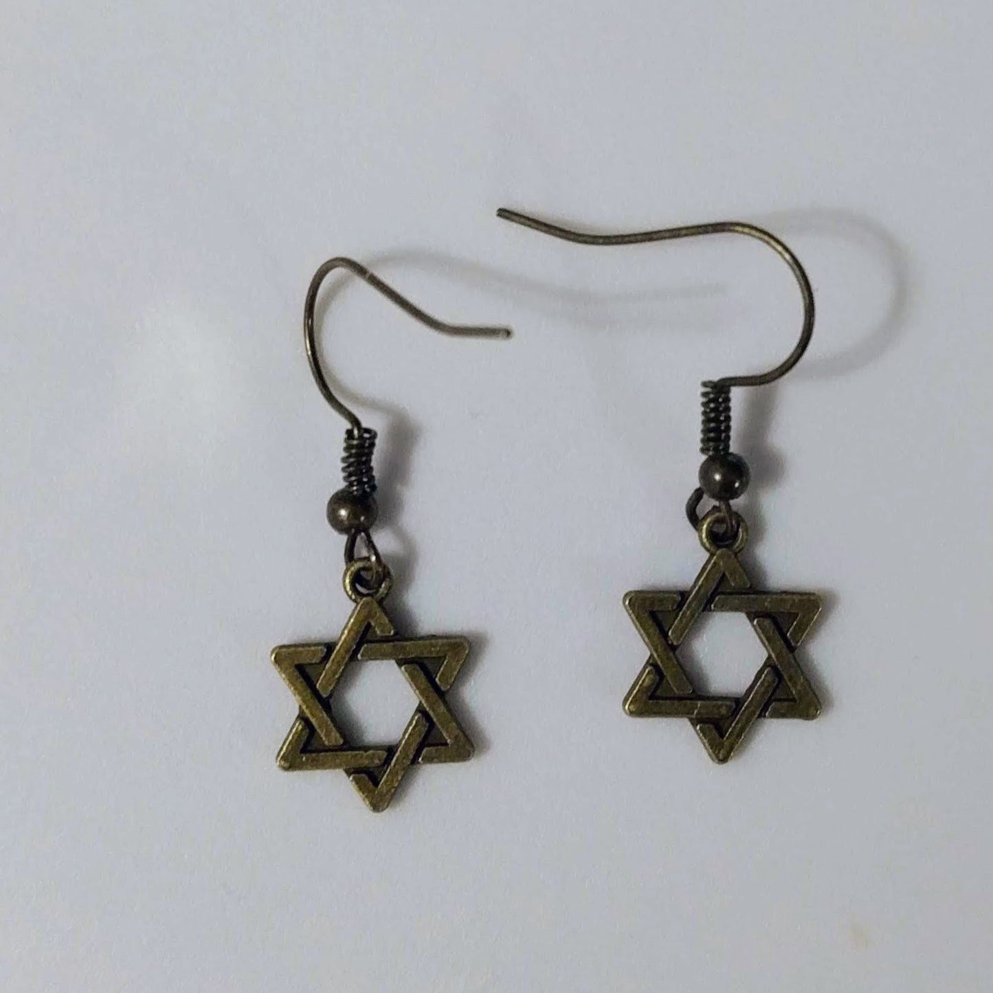Bronze Star of David charm earrings