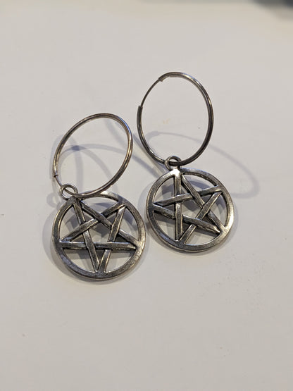 Pentagram Pagan Wiccan Spiritual Dangle Earrings