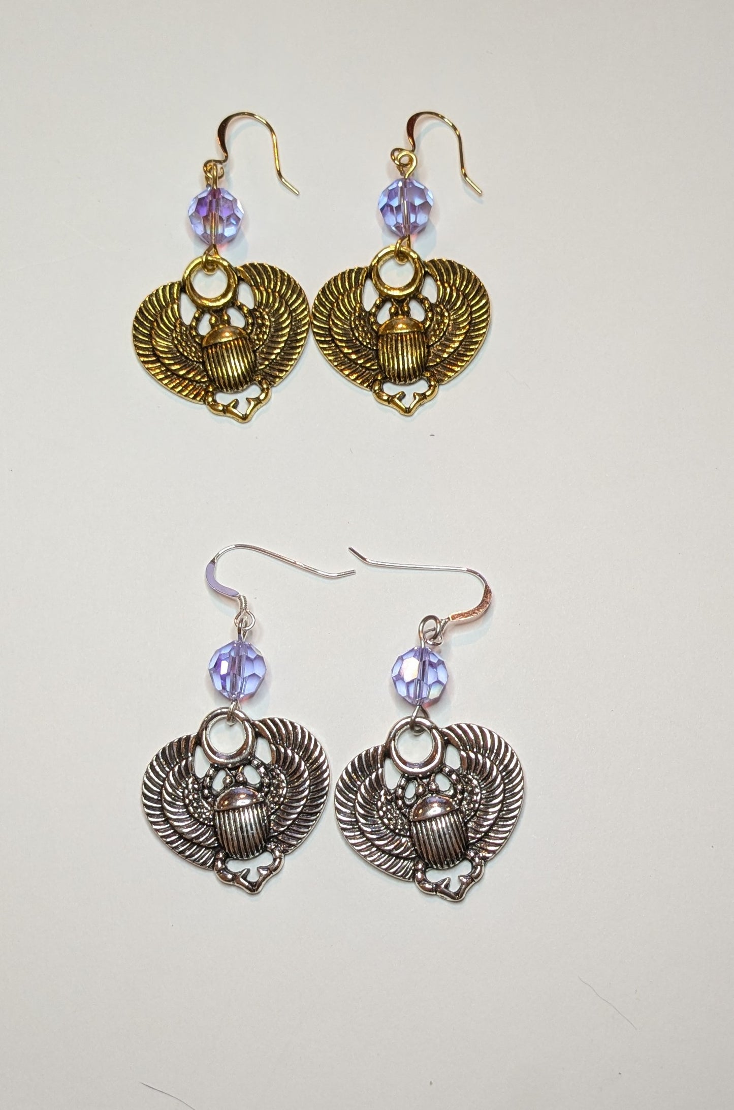 Ornate Scarab and Crystal Earrings