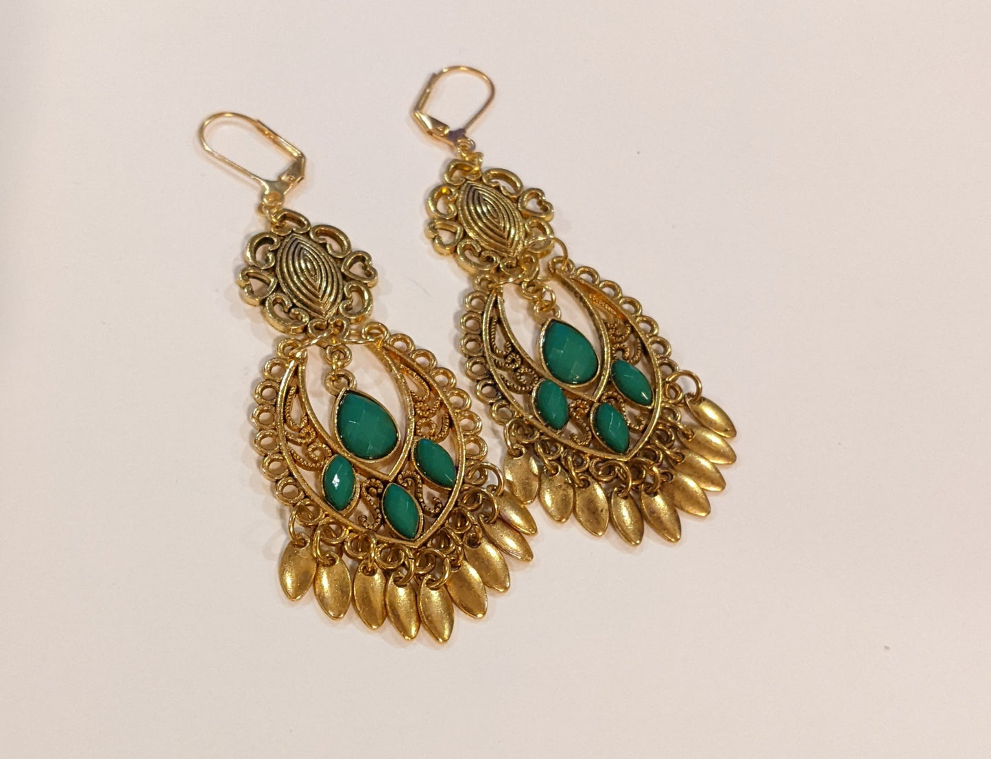 Golden Chandelier Earrings Dangle Earrings Dragon & Wolf Designs   