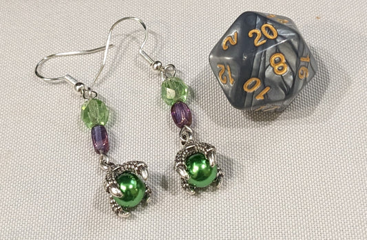 Dragon Claw Earring with Czech Glass Accents