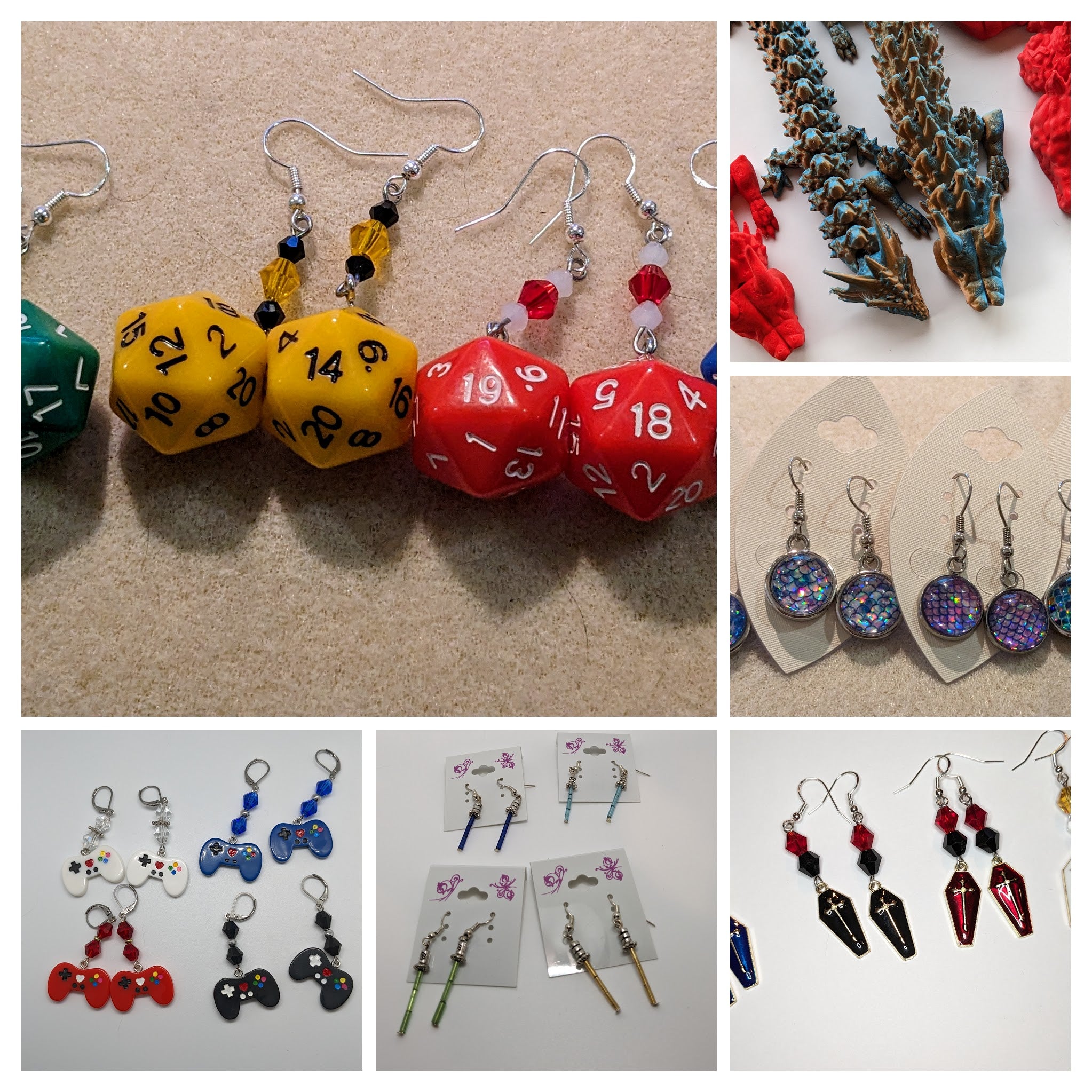 Collage of collections of six collections of jewelry