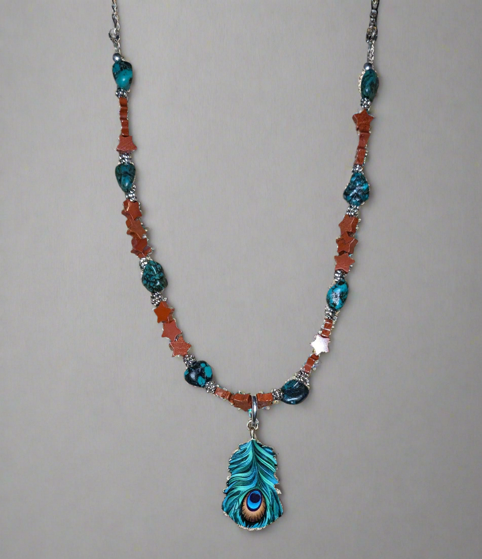 Peacock Gemstone Beaded Jewelry Set