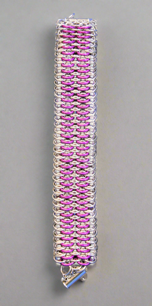 Silver and Purple Dragonscale weave chainmail bracelet