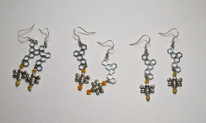 Bee & Honeycomb Dangle Earrings