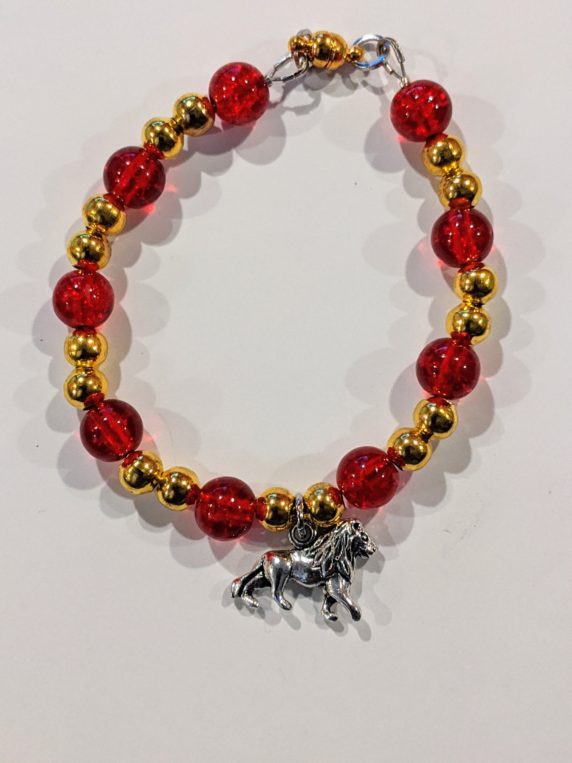 Fantasy Colorful Beaded Bracelets Beaded Bracelets Dragon & Wolf Designs Red/Gold  