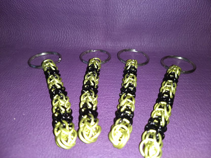 Colorful Chainmail Keychains Geeky Keychains Dragon & Wolf Designs Yellow/Black  