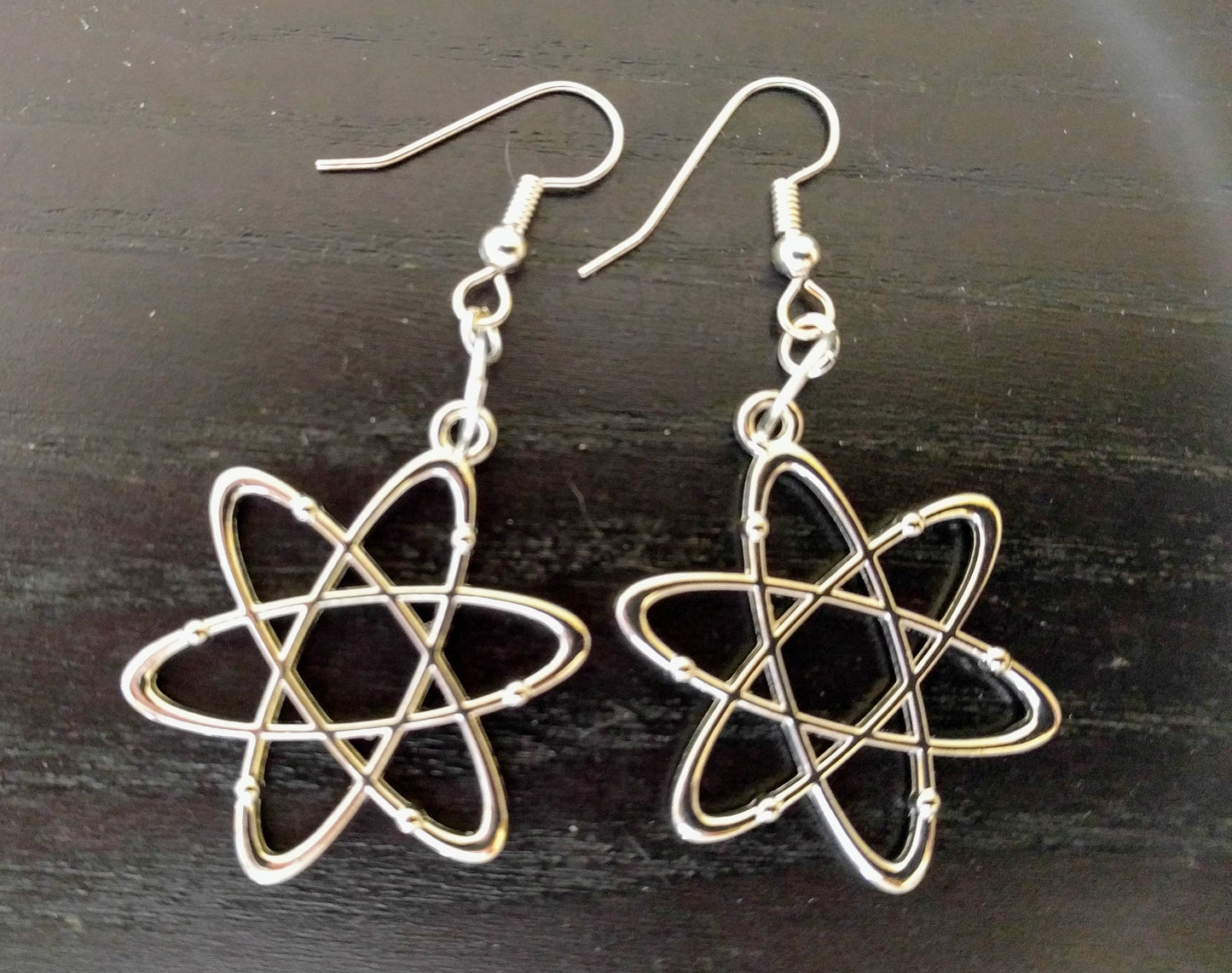 Atomic symbol dangle earrings Dangle Earrings Dragon & Wolf Designs SILVER FRENCH HOOK 