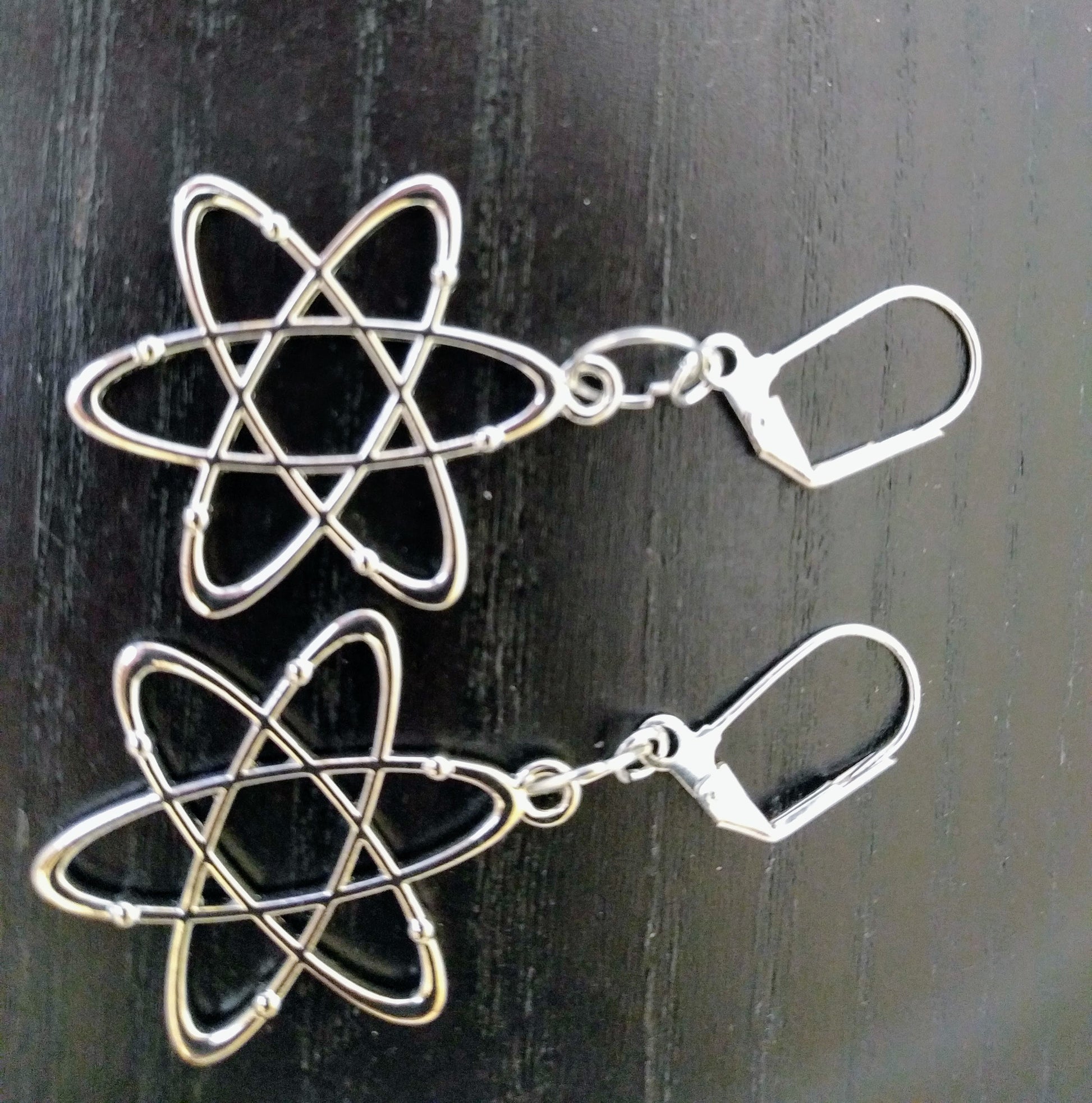 Atomic symbol dangle earrings Dangle Earrings Dragon & Wolf Designs SILVER LEVERBACK 