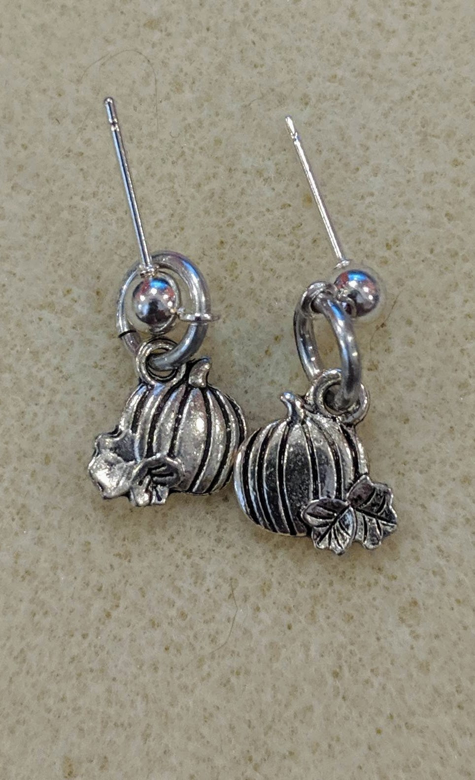 Silver pumpkin post earrings