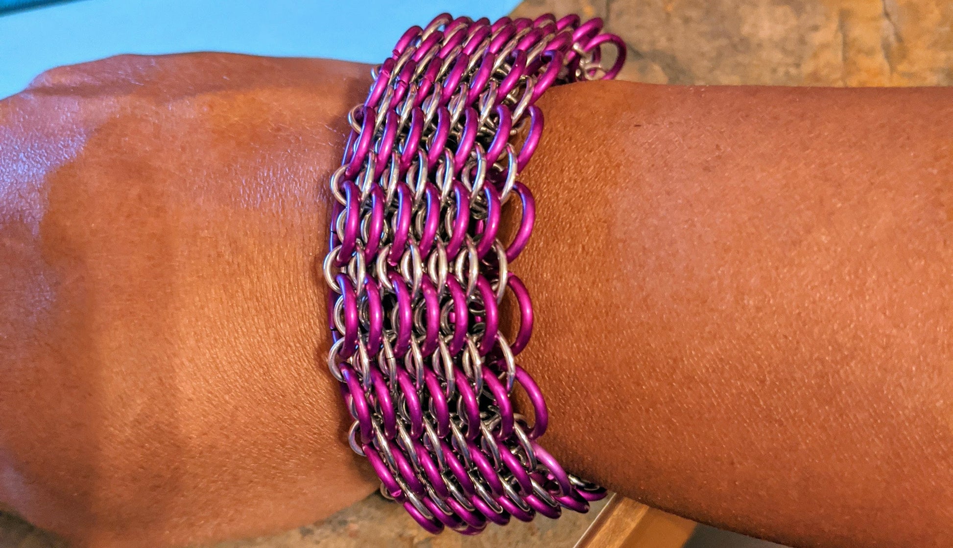 Dragonscale Chainmail Bracelets Chainmail Bracelets Dragon & Wolf Designs Purple and Silver  