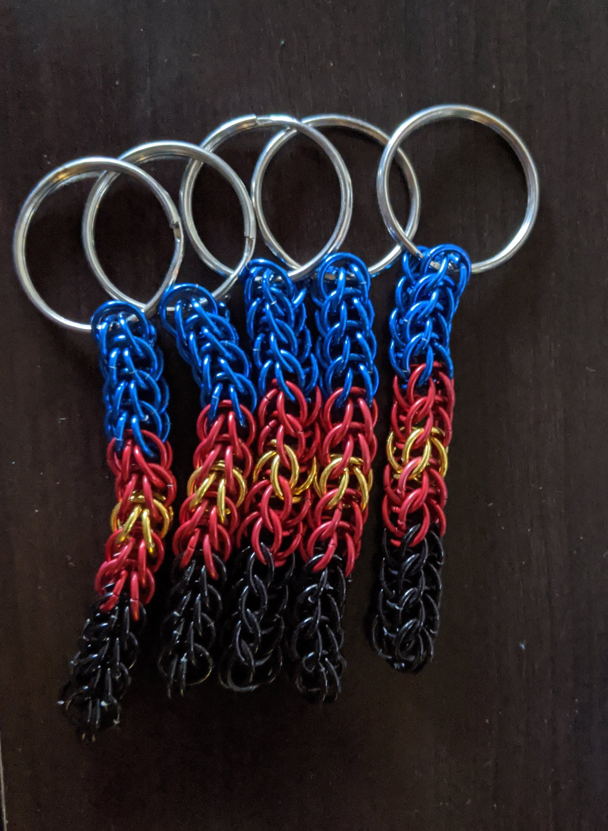 Handmade Pride chainmail keychains Chainmail Keychains Dragon & Wolf Designs Polyamory Pride  