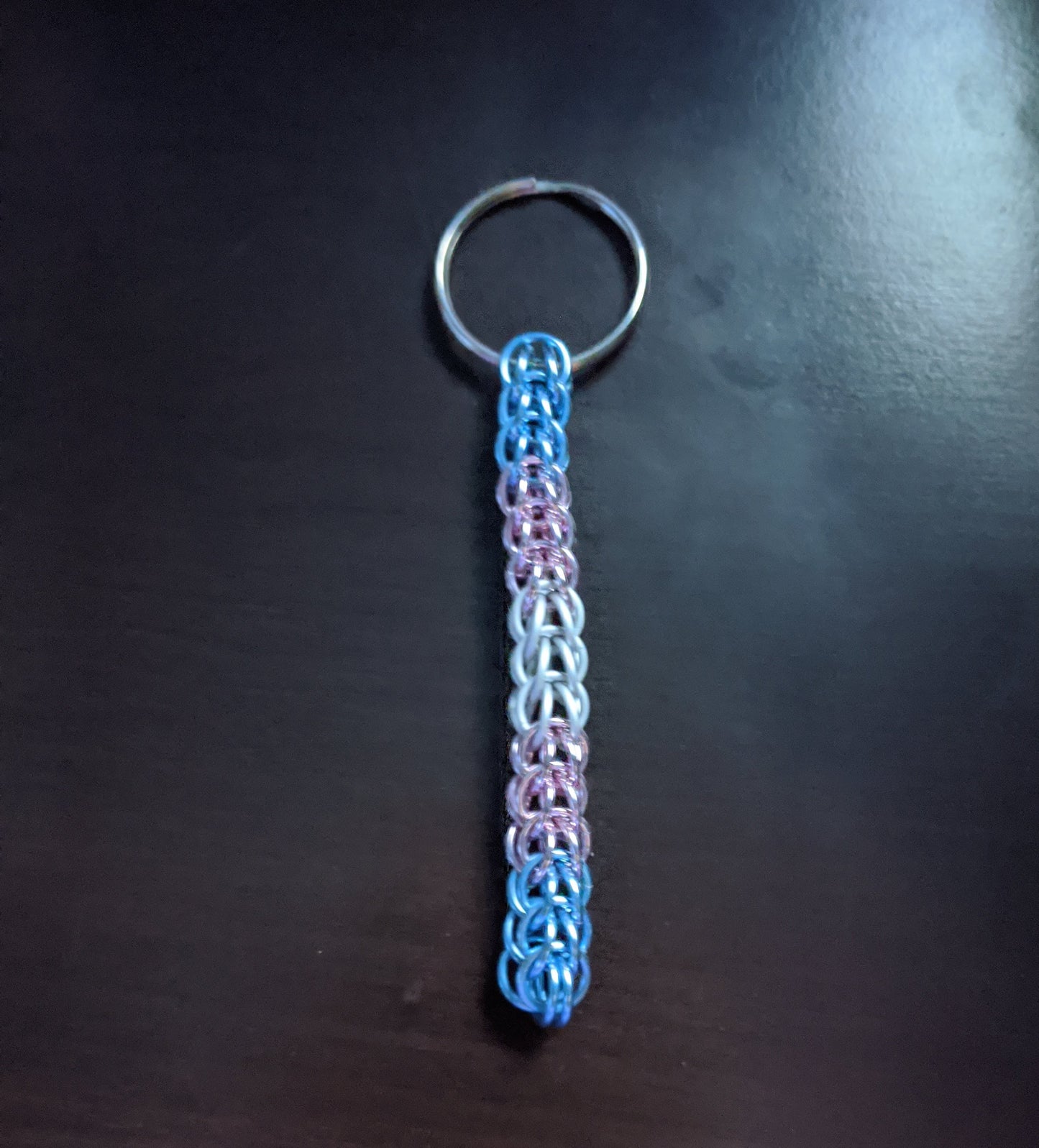 Handmade Pride chainmail keychains Chainmail Keychains Dragon & Wolf Designs Trans Pride  