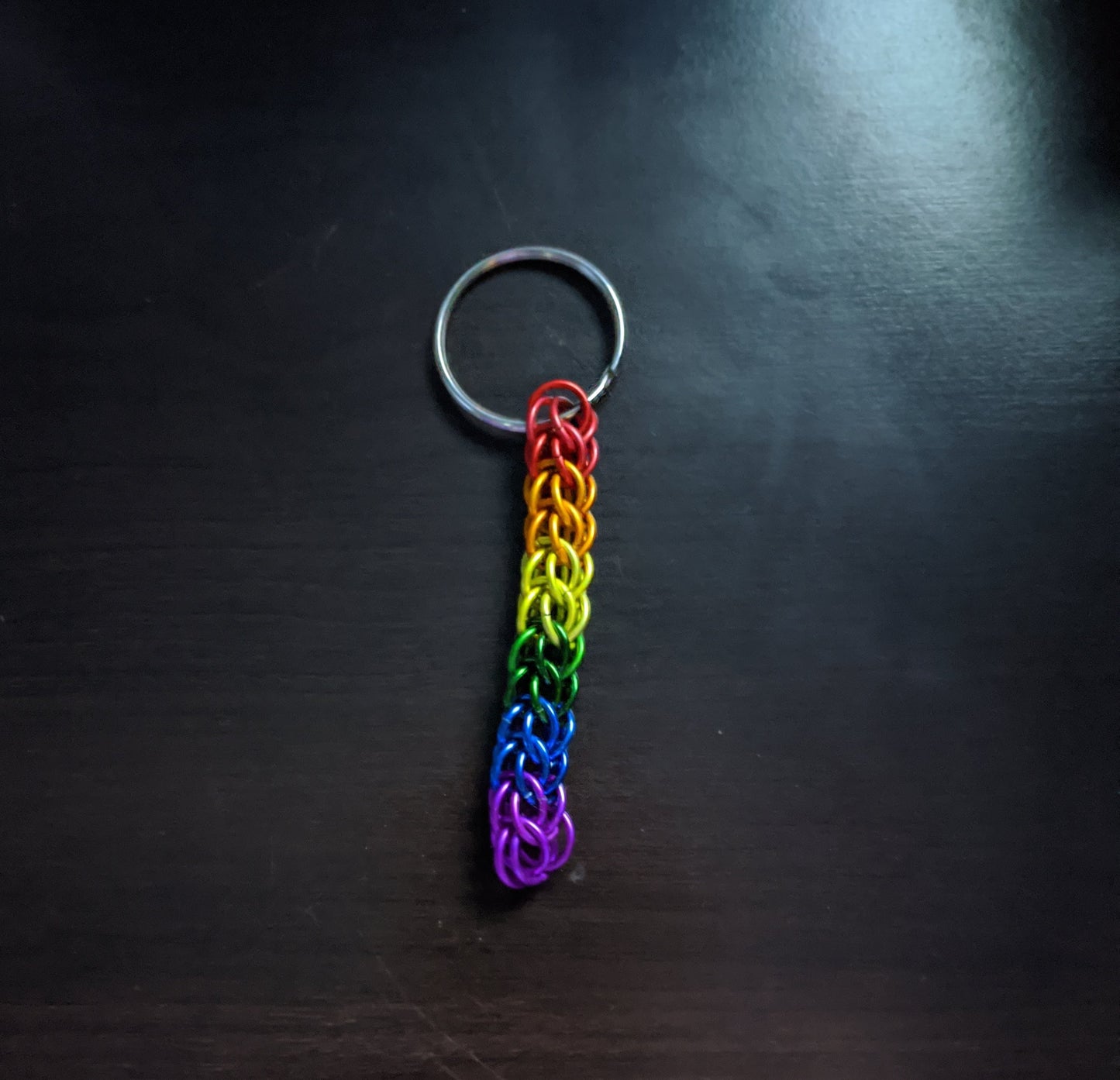 Handmade Pride chainmail keychains Chainmail Keychains Dragon & Wolf Designs Rainbow Pride  