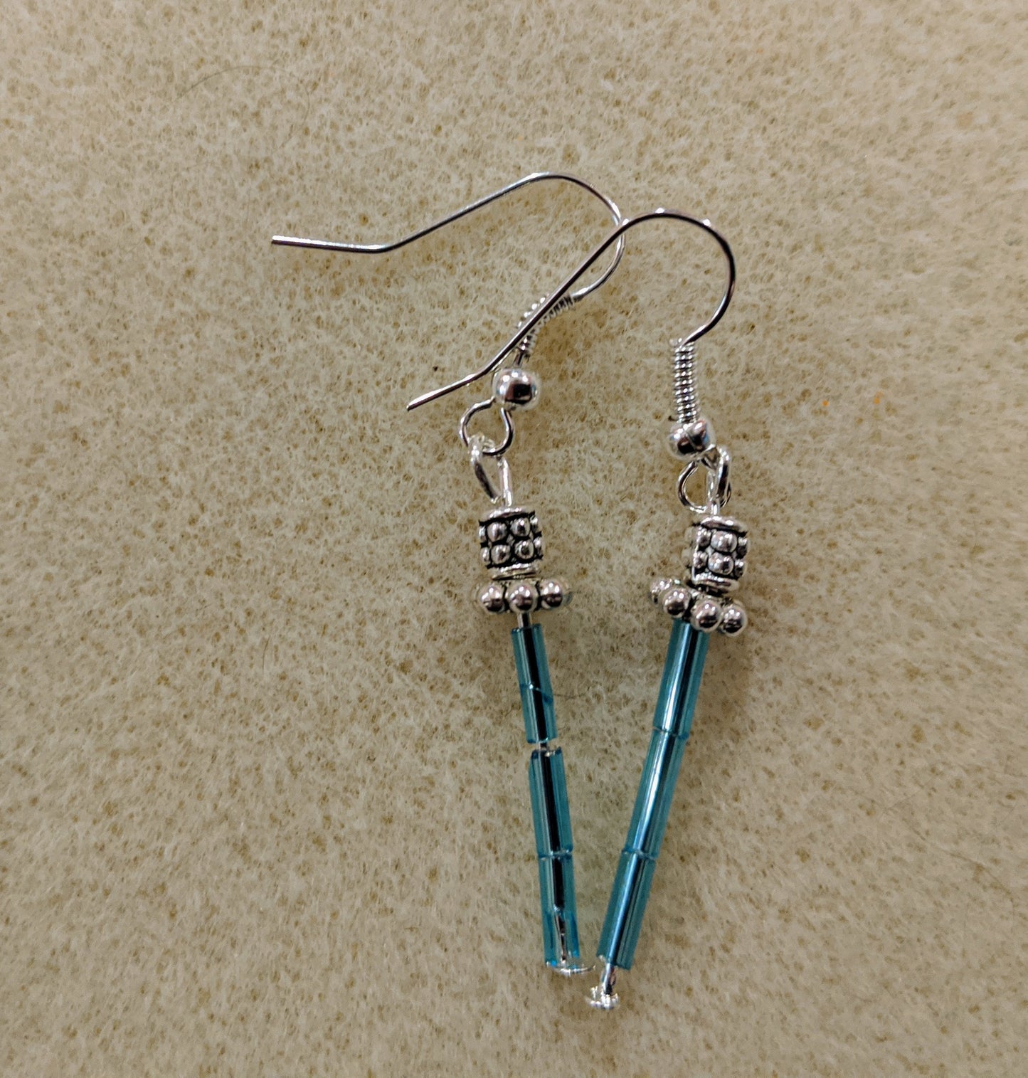 Laser Sword Earrings Beaded Earrings Dragon & Wolf Designs Blue  