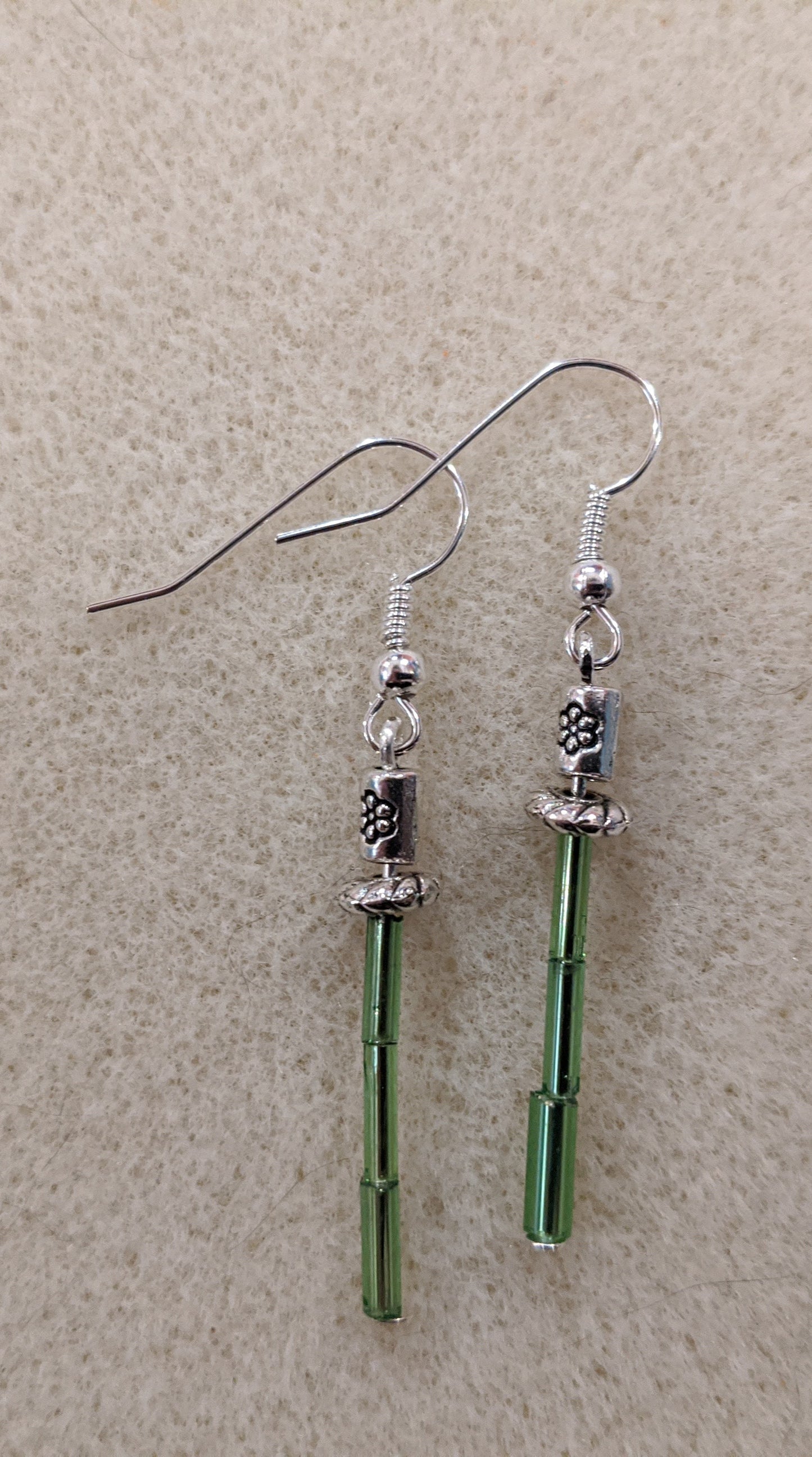 Laser Sword Earrings Beaded Earrings Dragon & Wolf Designs Green  