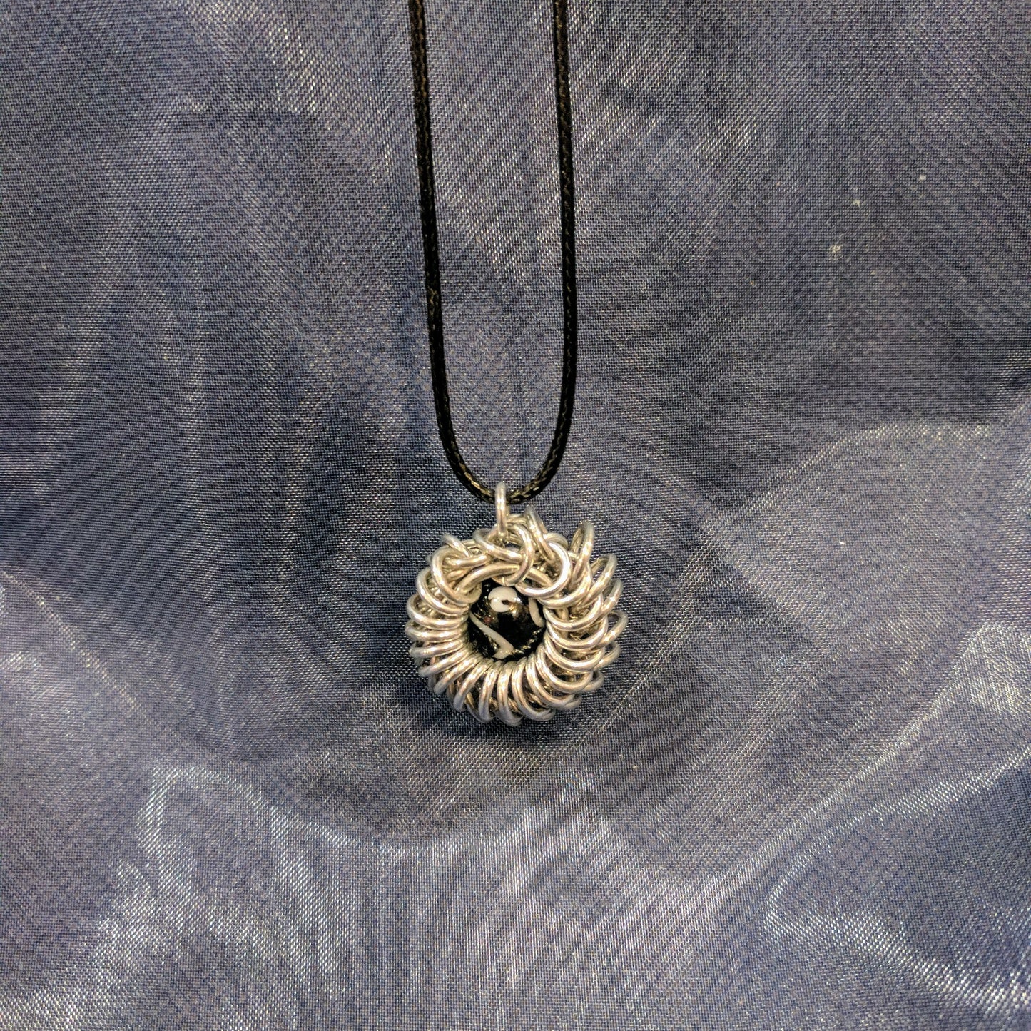 Whirly Gig Chainmail Pendant with Agate Bead Necklaces Dragon & Wolf Designs   