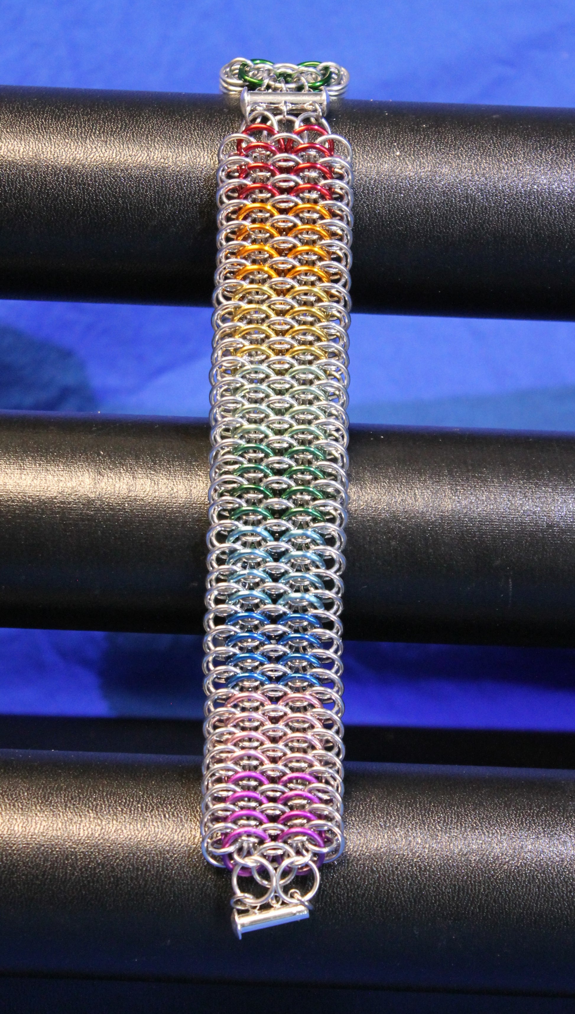Rainbow Dragon scale weave chainmail bracelet Chainmail Bracelets Dragon & Wolf Designs 8  