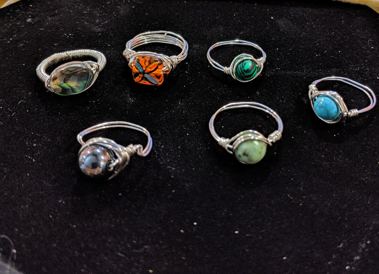 Wire Wrapped Gemstone Rings Rings Dragon & Wolf Designs   