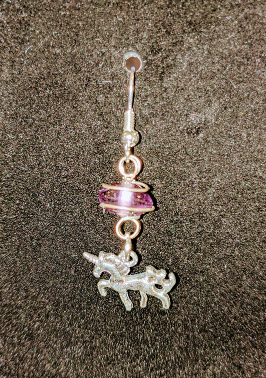 Magestic Unicorn and Amethyst Beaded Earrings Beaded Earrings Dragon & Wolf Designs   