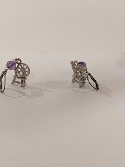 Spinning Wheel Dangle Earrings with Amethyst Beaded Earrings Dragon & Wolf Designs   