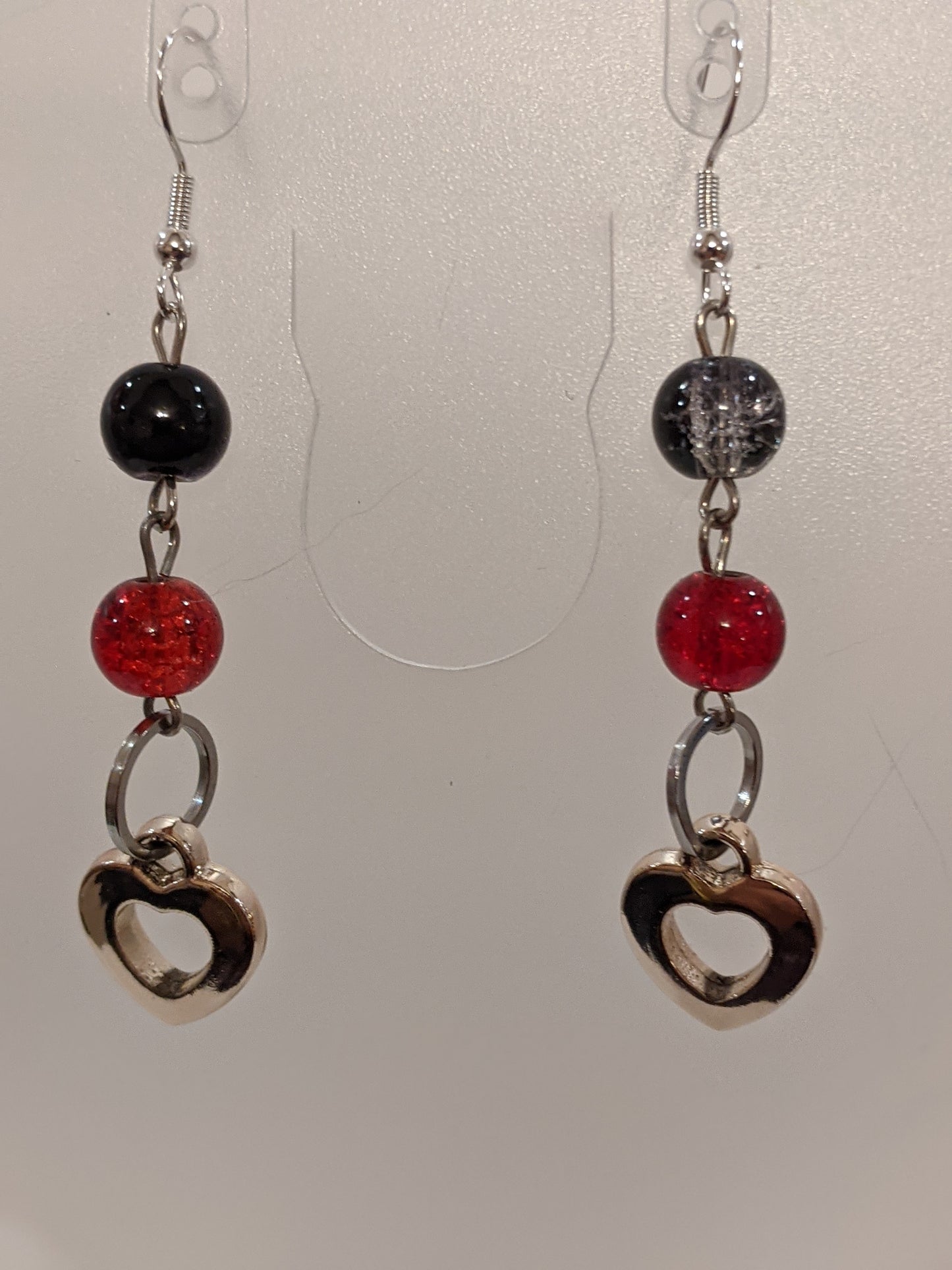 Heart Dangle Earrings Beaded Earrings Dragon & Wolf Designs   