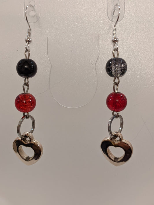 Heart Dangle Earrings Beaded Earrings Dragon & Wolf Designs   