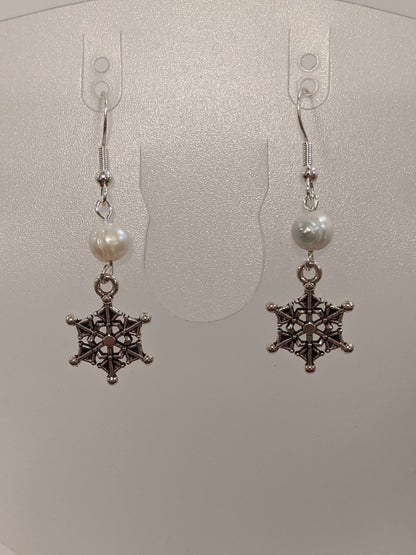 Snowflake Dangle Earrings Beaded Earrings Dragon & Wolf Designs   