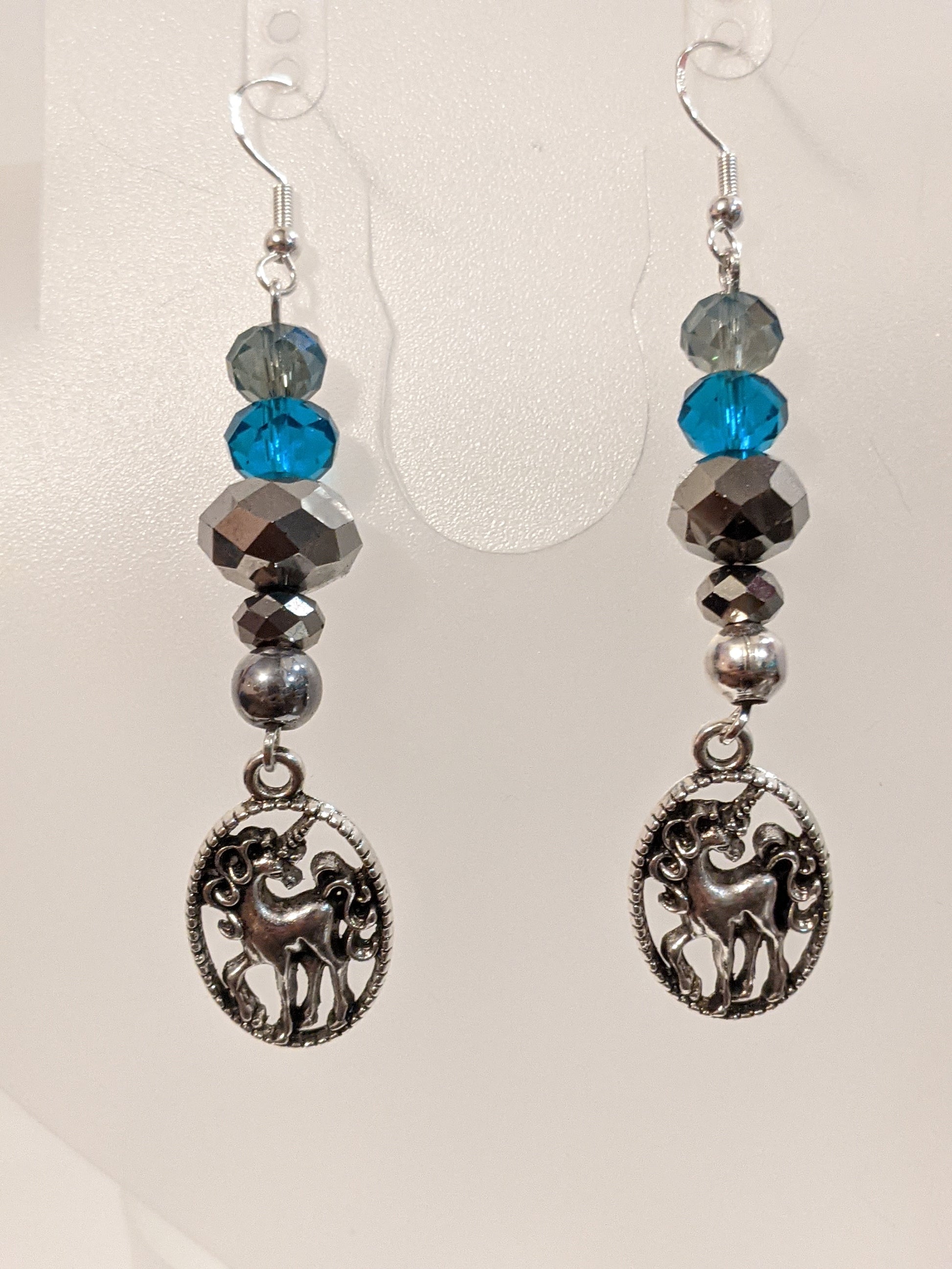 Super Sparkly Unicorn Dangle Earrings Beaded Earrings Dragon & Wolf Designs   
