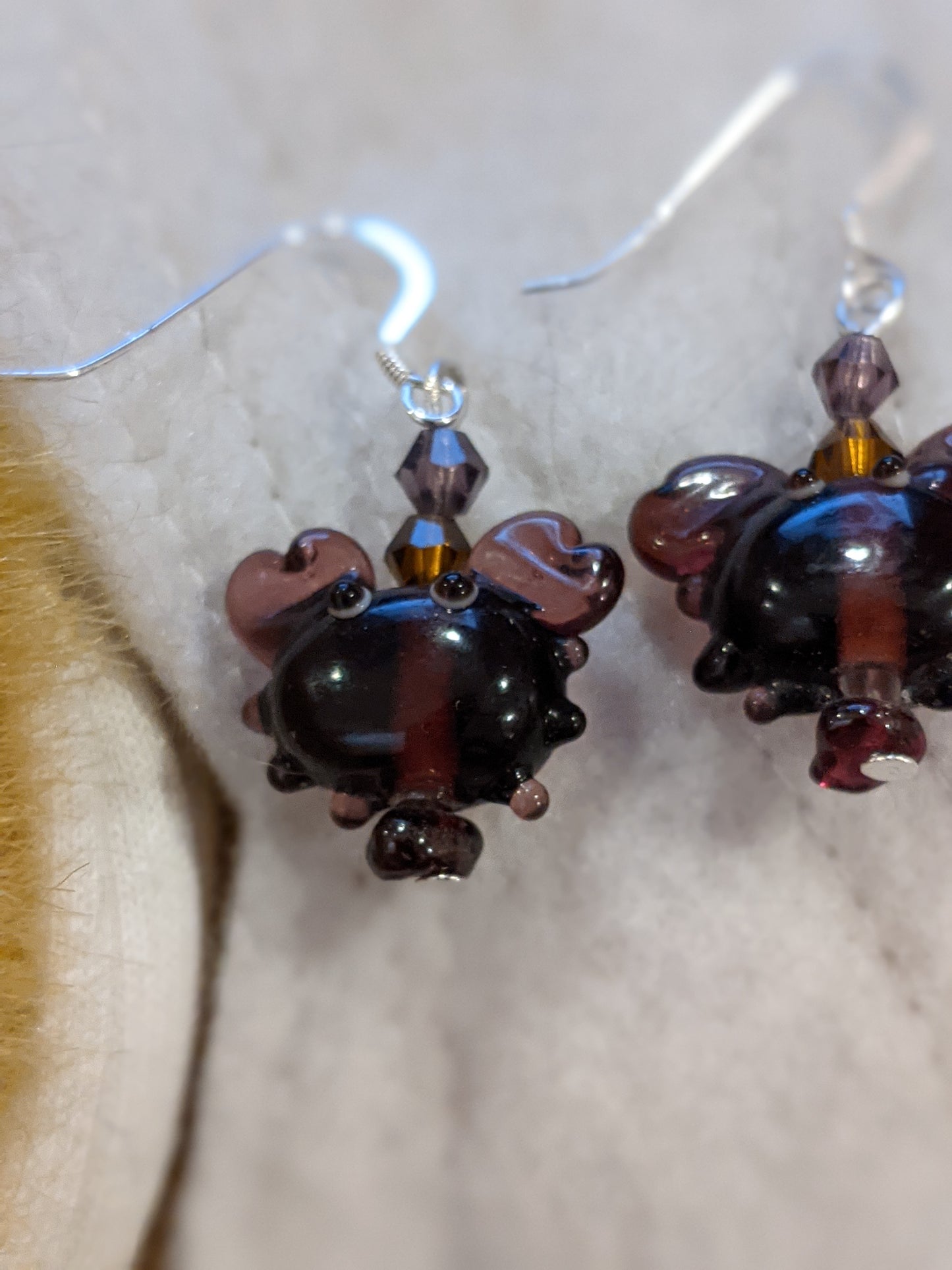 Purple Crab Dangle Earrings Critter Earrings Dragon & Wolf Designs   