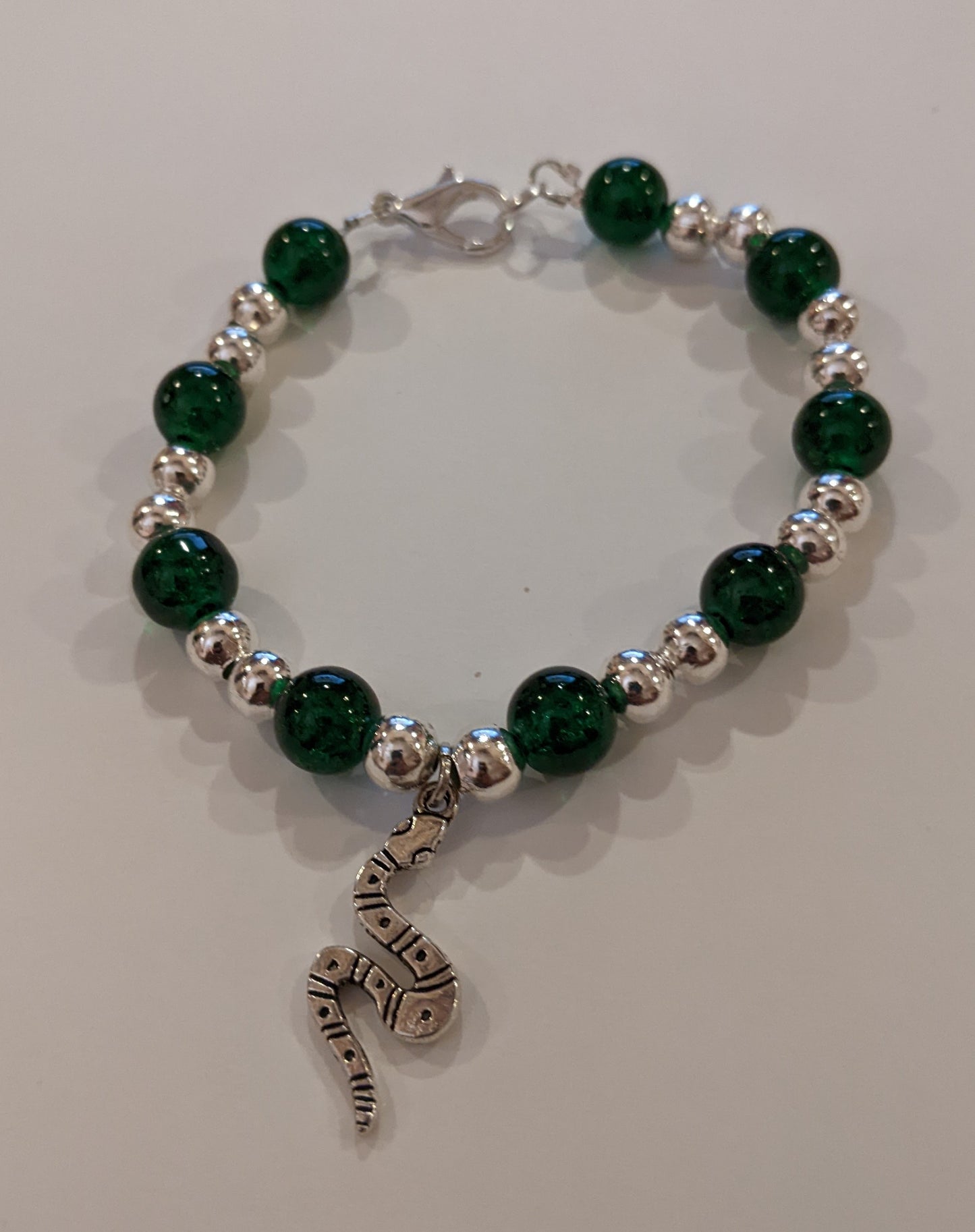 Fantasy Colorful Beaded Bracelets Beaded Bracelets Dragon & Wolf Designs Green/Silver  