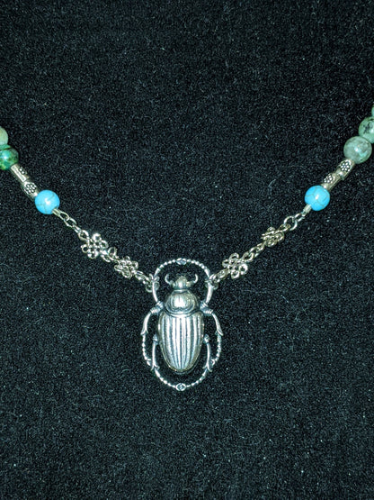 Scarab Pendant Beaded Necklace Beaded Necklaces Dragon & Wolf Designs   