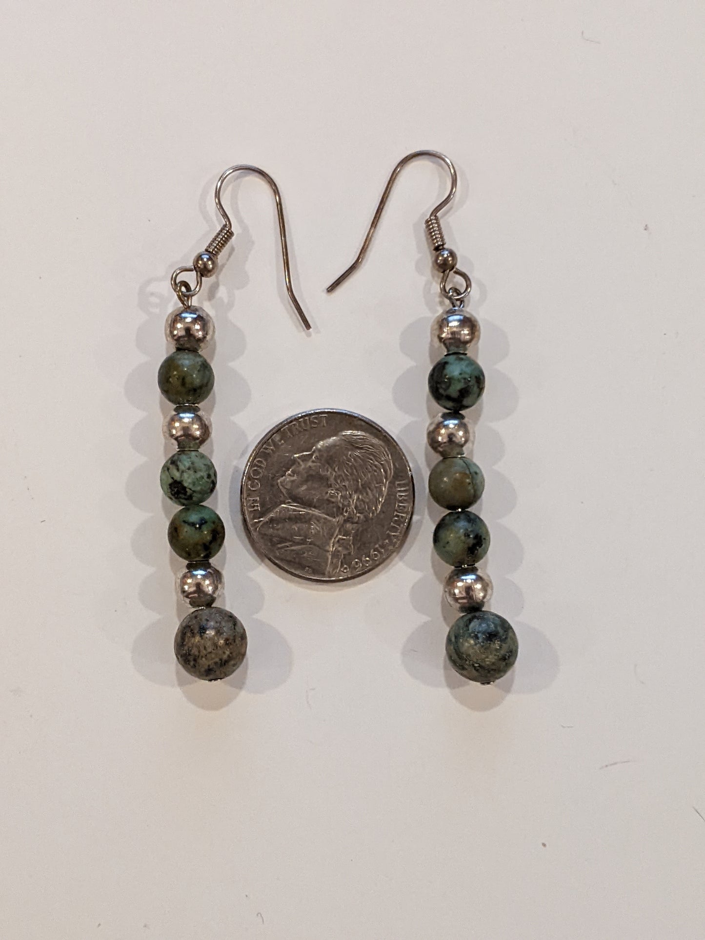 African turquoise Dangle Earrings Gemstone Earrings Dragon & Wolf Designs   