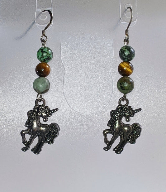 Beaded Unicorn Earrings Beaded Earrings Dragon & Wolf Designs   