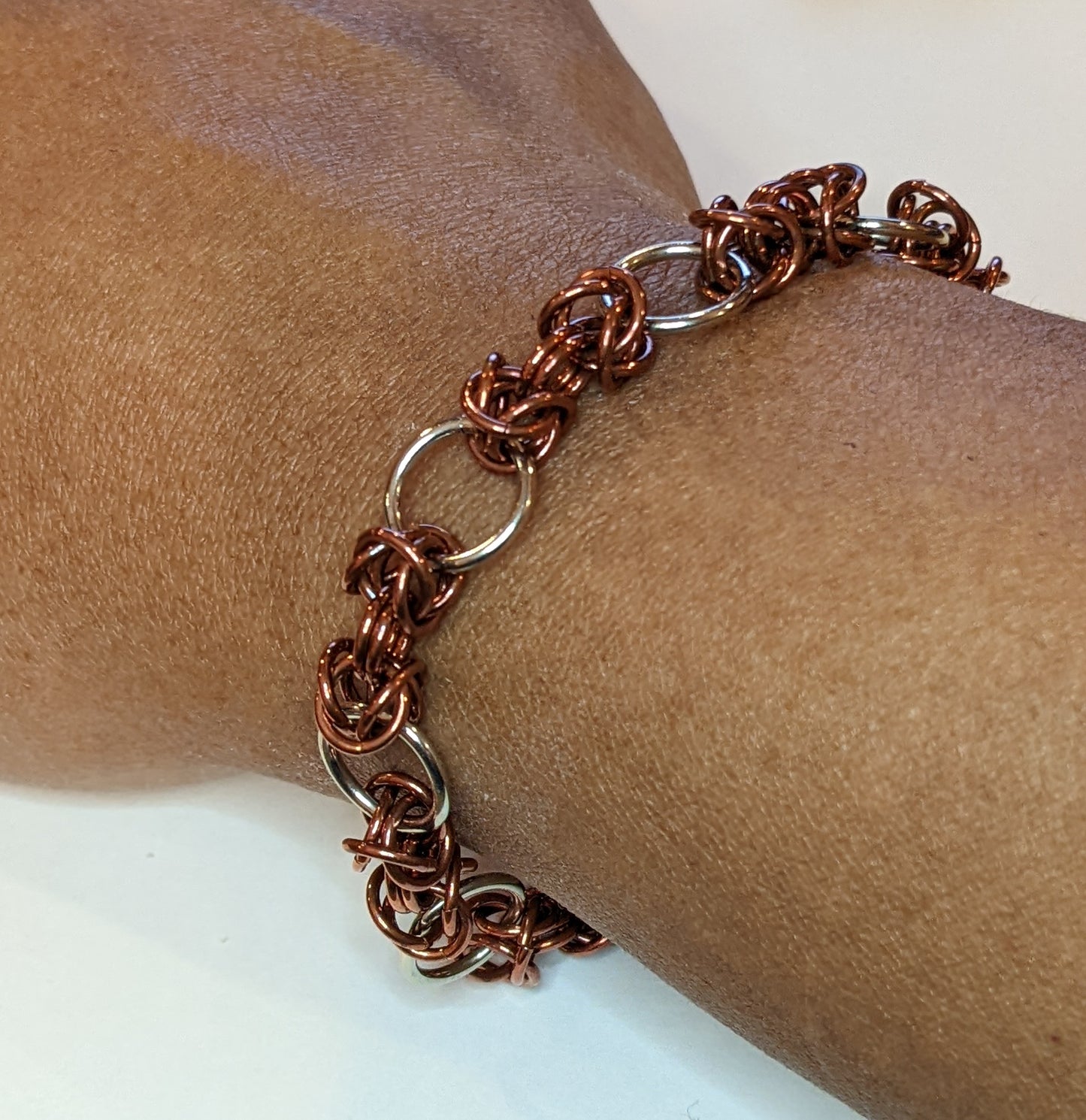 Copper & Nickel Chainmail Bracelet Chainmail Bracelets Dragon & Wolf Designs   