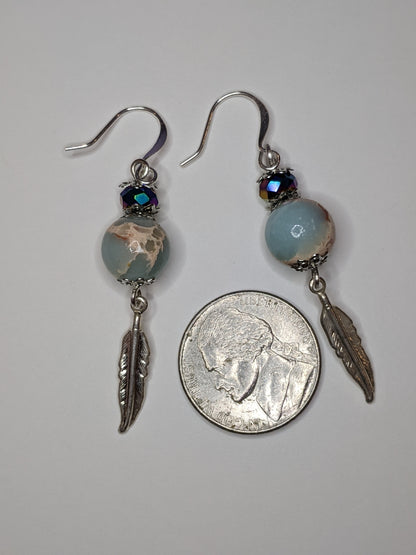 Feathered Beauty Beaded Earrings Dragon & Wolf Designs   