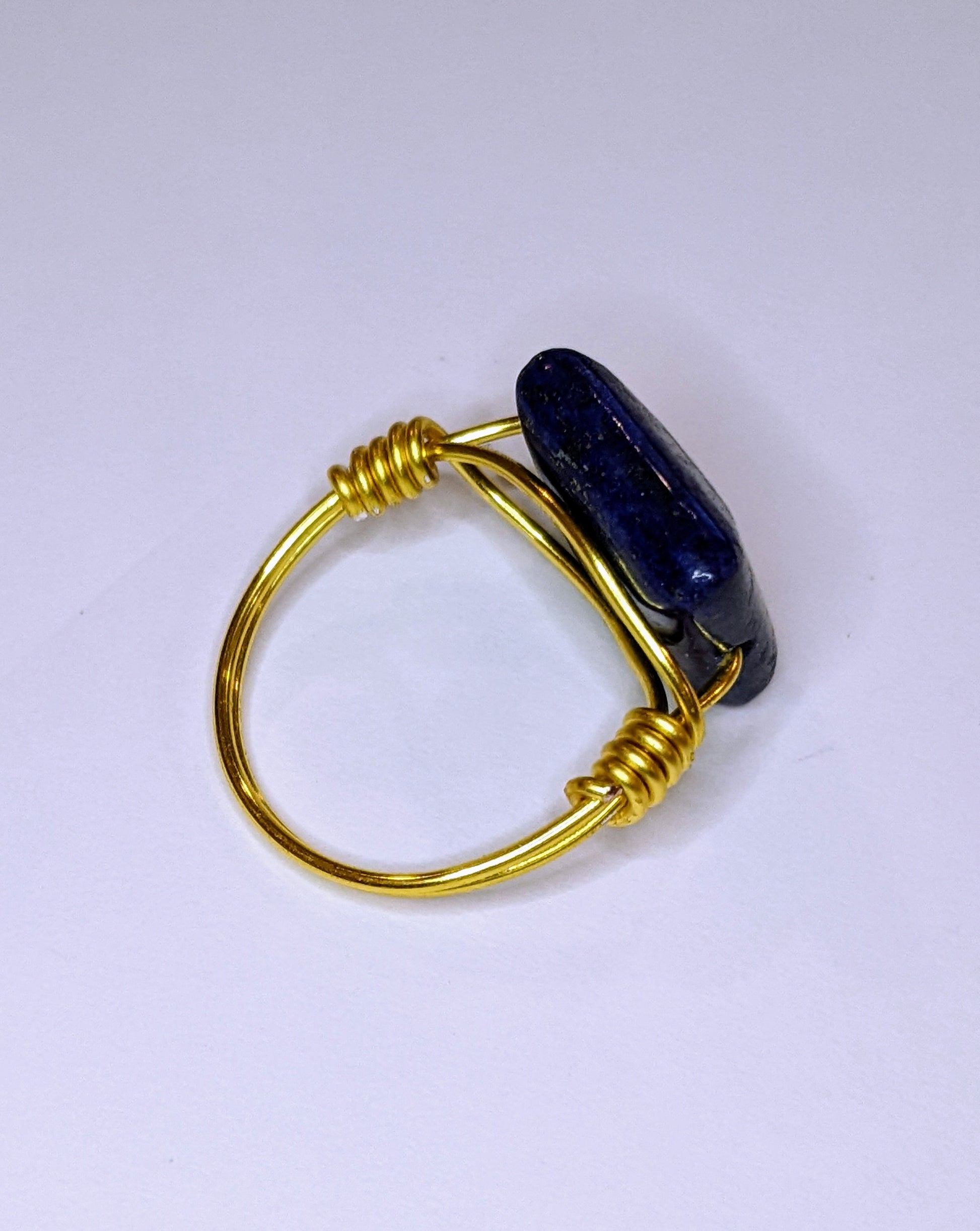 Lapis Lazuli Wire Wrapped Ring Wire Wrapped Rings Dragon & Wolf Designs   