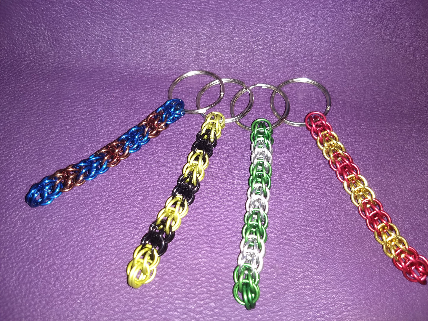Colorful Chainmail Keychains Geeky Keychains Dragon & Wolf Designs   