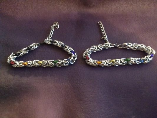 Byzantine Chainmail Pride Bracelets Chainmail Bracelets Dragon & Wolf Designs   