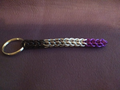 Handmade Pride chainmail keychains Chainmail Keychains Dragon & Wolf Designs Asexual  