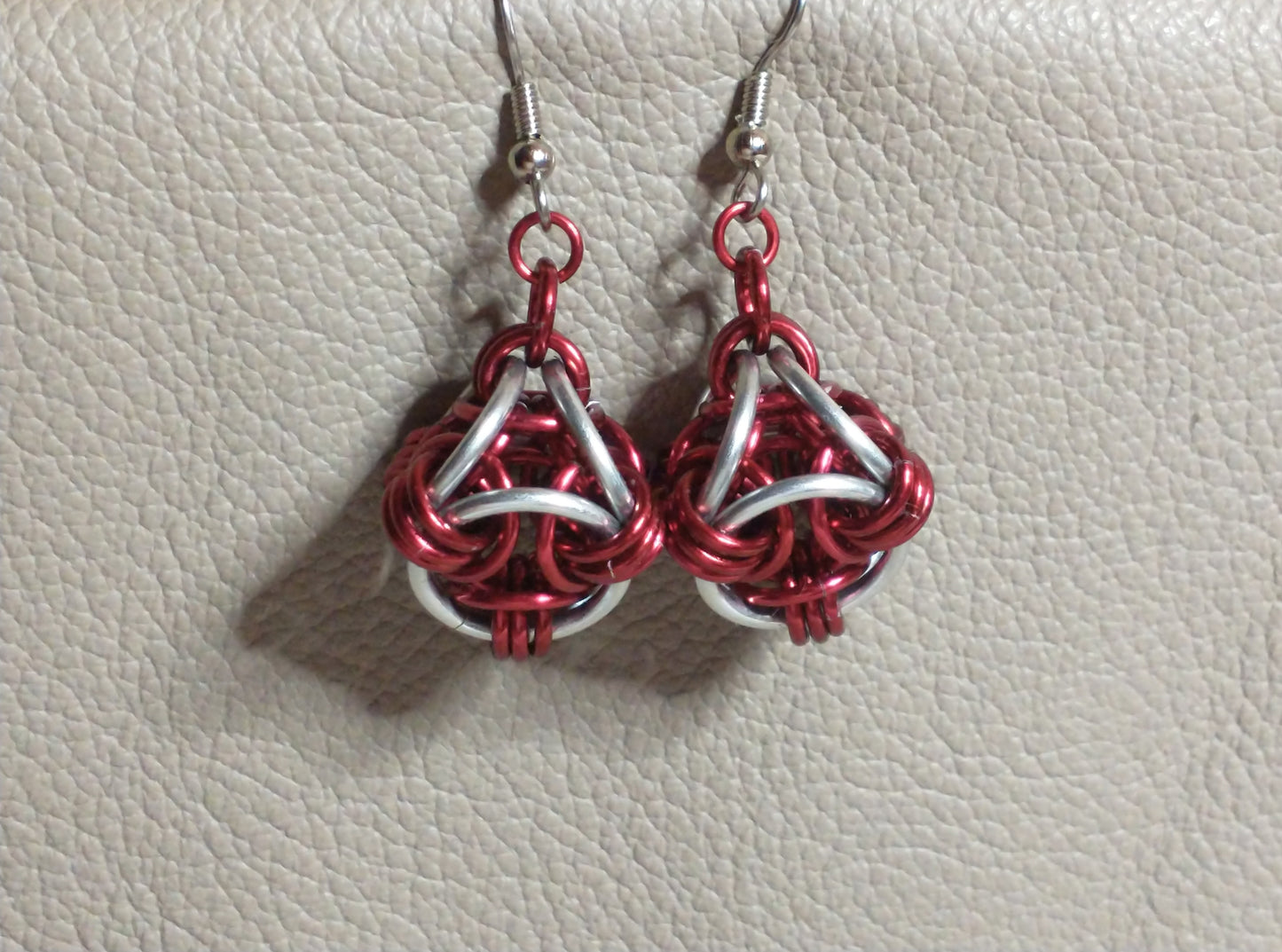 Trapezoidal Chainmail Earrings Chainmail Earrings Dragon & Wolf Designs red  