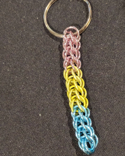 Handmade Pride chainmail keychains Chainmail Keychains Dragon & Wolf Designs Pansexual Pride  