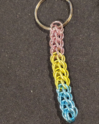 Handmade Pride chainmail keychains Chainmail Keychains Dragon & Wolf Designs Pansexual Pride  