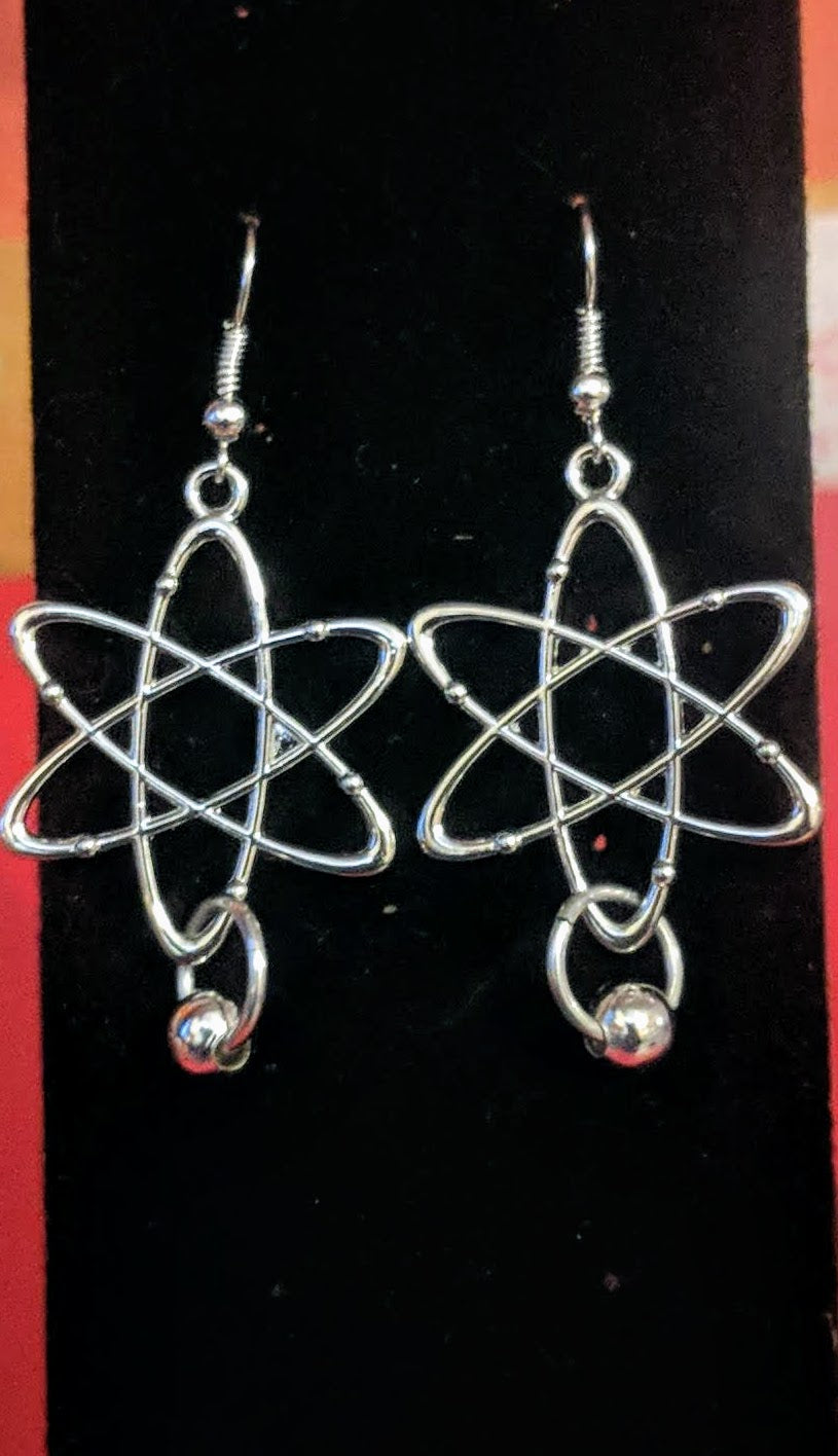 Atomic symbol dangle earrings Dangle Earrings Dragon & Wolf Designs SILVER W SILVER BEAD FRENCH HOOK 